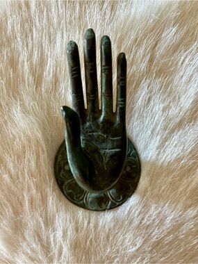 Buddha Mudra  Decorative Wall Hand Hook - Oxidized Brass (Verdigris)